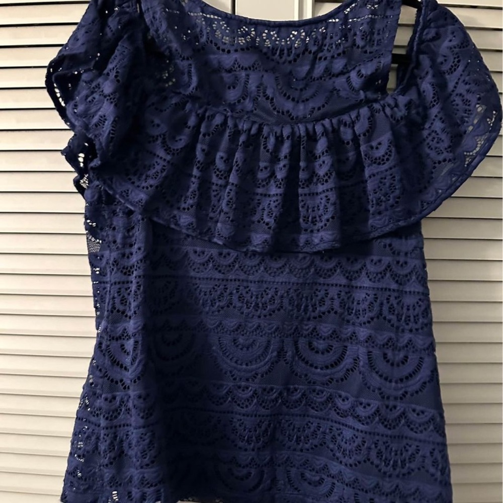 Lilly Pulitzer Blue Cold Shoulder Knit Top